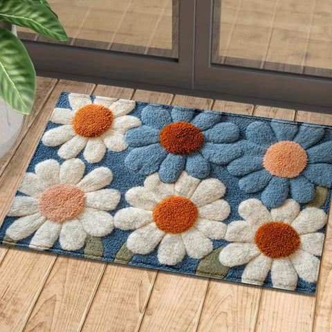 Navak Carpet Exclusive Picks Teppich mit Gänseblümchenmuster, Fußmatte, rutschfest, für Waschküche, Schlafzimmer, Bodenmatte, Heimdekoration, Nachttischteppich, Outdoor-Teppich