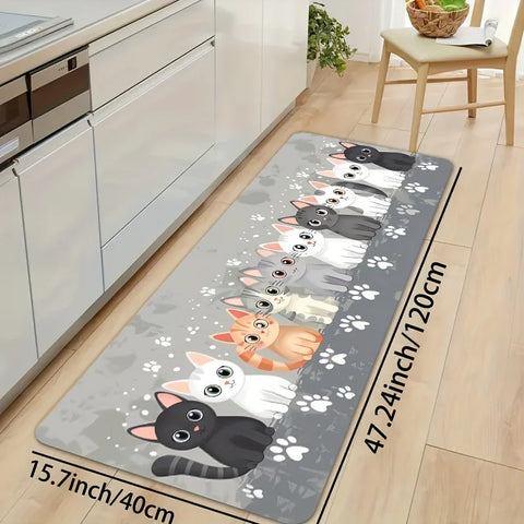 Navak Carpet Exclusive Picks Cute Cartoon Cat Paw Print Carpet Machine Washable Non-Slip Kitchen Bathroom Mat Bedroom Long Rugs Home Decoration