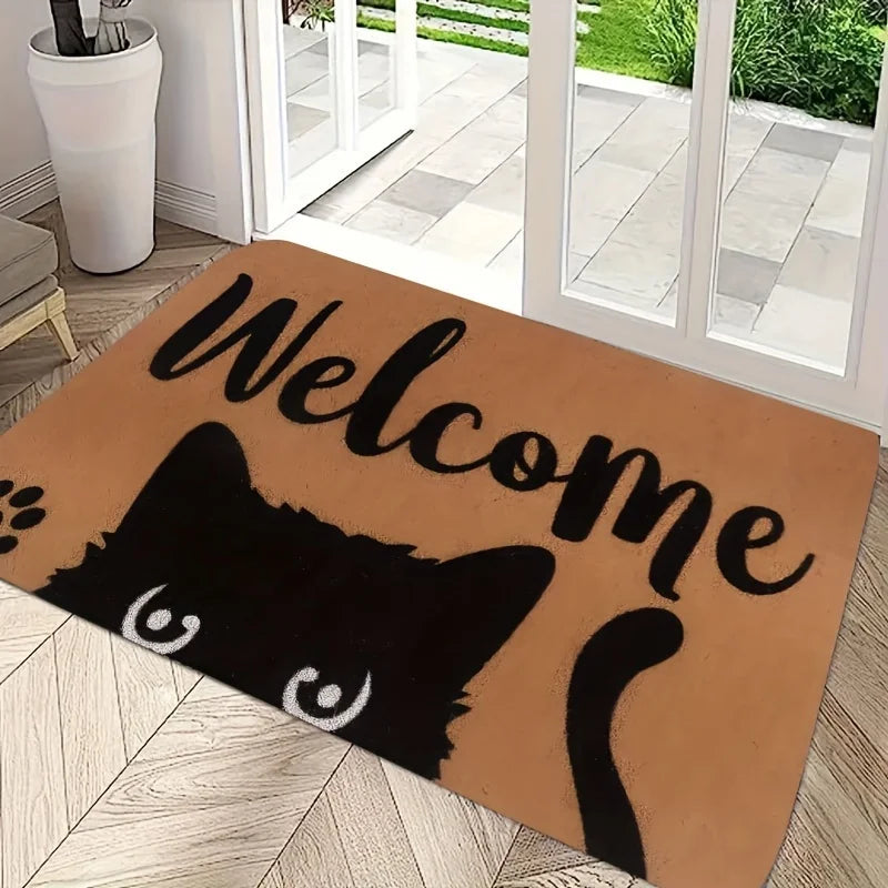 Navak Carpet 1 Packung Katzen-Willkommens-Fußmatten, lustige Katzenmatten für drinnen und draußen, für Eingangsbereich, Veranda, Katzenliebhaber, Frühling/Sommer, Einweihungsgeschenk
