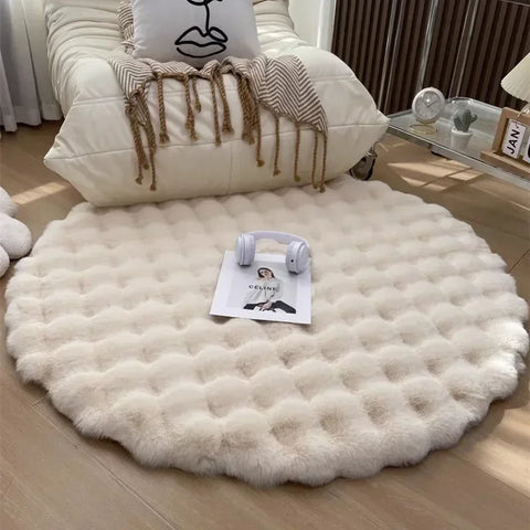 Navak Carpet Nordische runde Teppiche für Wohnzimmer, Plüsch-Bodenmatte, weiche Teppiche, Schlafzimmer, Nachttisch, flauschige Matte, rutschfester, zotteliger Teppich, Raumdekoration