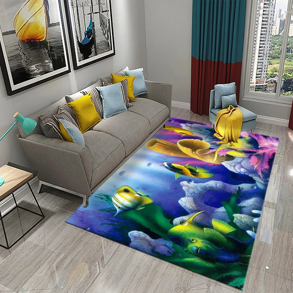 Navak Teppich 3D Hawaiian Meer Ozean Tropische Fische Teppich Wohnzimmer Fisch Tier Muster Kinder Schlafzimmer Weiche Boden Dekor