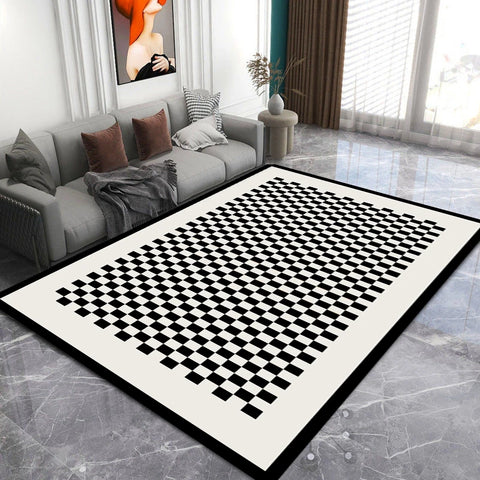 Navak Carpet Nordic Black White Simple Style Carpets for Living Room Soft Washable Non-slip Large Area Rugs for Bedroom Decoration Home Mat