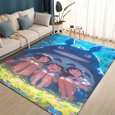 Navak Carpet 3D T-Totoros Cartoon-Teppich, Teppich für Wohnzimmer, Kinderzimmer, Sofa, Fußmatte, Dekoration, rutschfeste Bodenmatte für Kinder