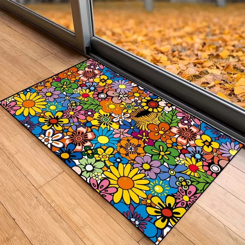 Navak Carpet Floral Door Mat Creative Entrance Theme Home Rug Decoration 100% Polyester Anti Slip Carpet Bedroom Accessories Felt Carpets