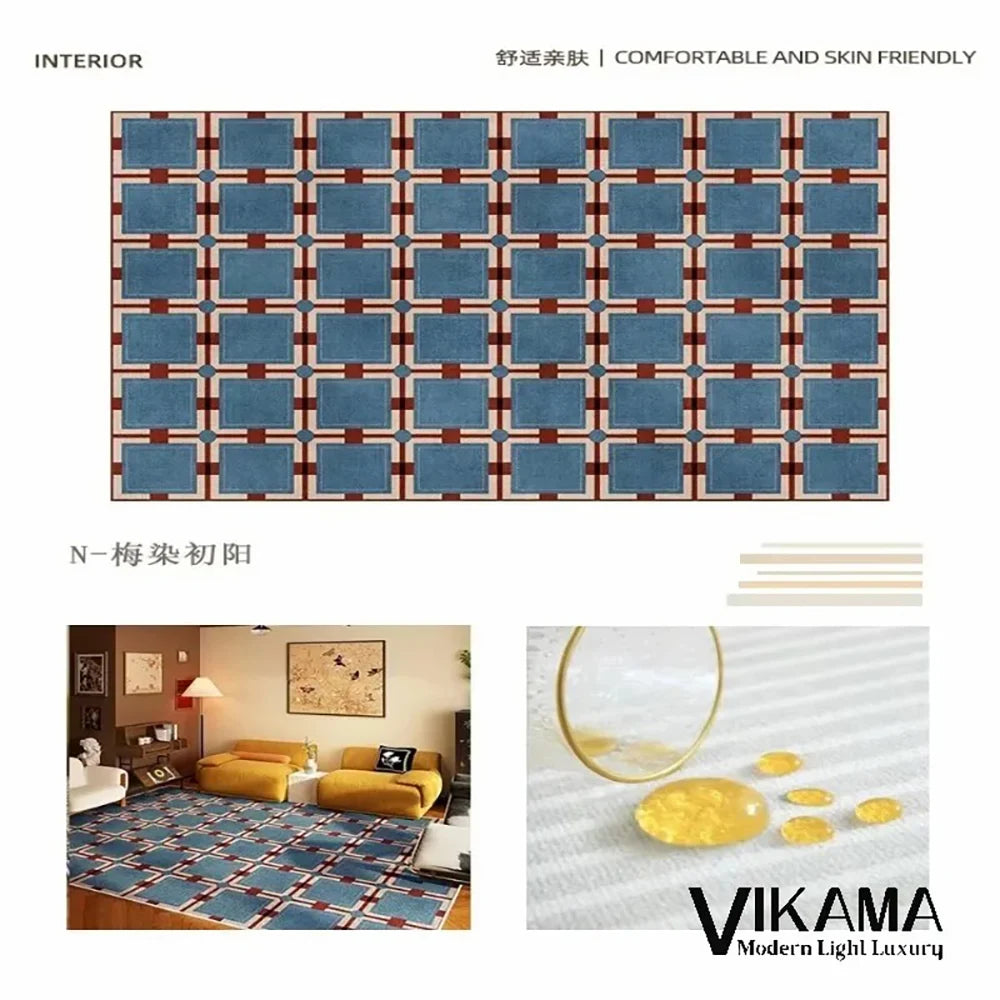Navak Carpet Exclusive Picks Schlingenflor-Teppich, leicht, luxuriös, kariert, für Wohnzimmer, Schlafzimmer, Sofa, großer Teppich, rutschfest, waschbar, Heimdekoration