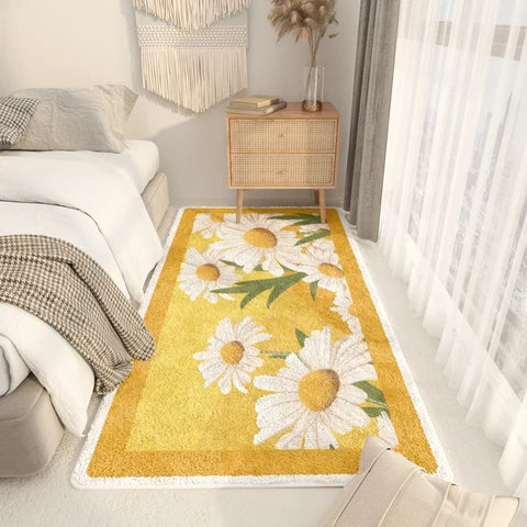 Navak Carpet Nordic Style Bedroom Decor Plush Carpet Flower Pattern Carpets for Living Room Washable Bedside Floor Mat Fluffy Soft Lounge Rug