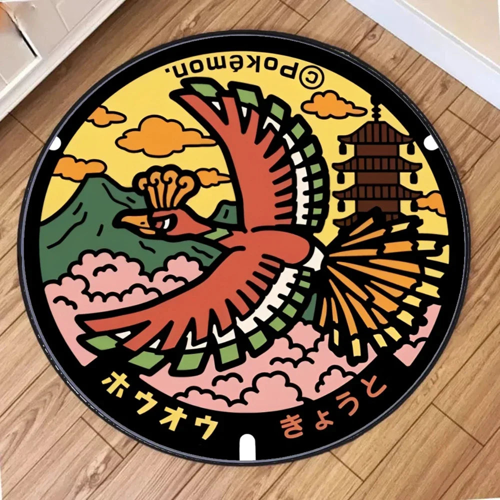 Navak Carpet Daily Picks Cute Pokemon Wartortle Round Rug for Living Room Decor Bedroom Rug Lounge Balcony Sofa Mat Swivel Chair Mat Kids Gift