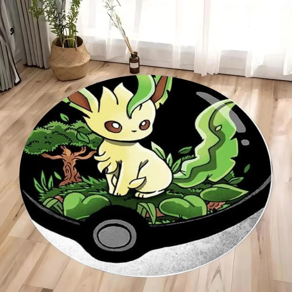 Navak Carpet Daily Picks &Pokemon Pikachu Gengar Print Round Rugs Room Floor Mats Non-Slip Living Room Rugs Washable Carpet for Home Decor Mat