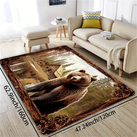 Navak Carpet Exclusive Picks Teppich mit Braunbär-Tiermuster, weicher, rutschfester Wohndekor-Wohnzimmerteppich, Zimmerteppich, Fußmatte für Badezimmer und Küche