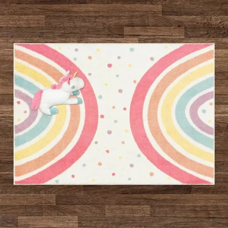 Navak Teppich, zottelige Schlafzimmerteppiche für Kinder, Regenbogenfarben, flauschiger Teppich, Wohnzimmer, haarige Kinderzimmer-Spielmatte für Kinder, Plüsch-Babyteppiche, weiche Fußmatte