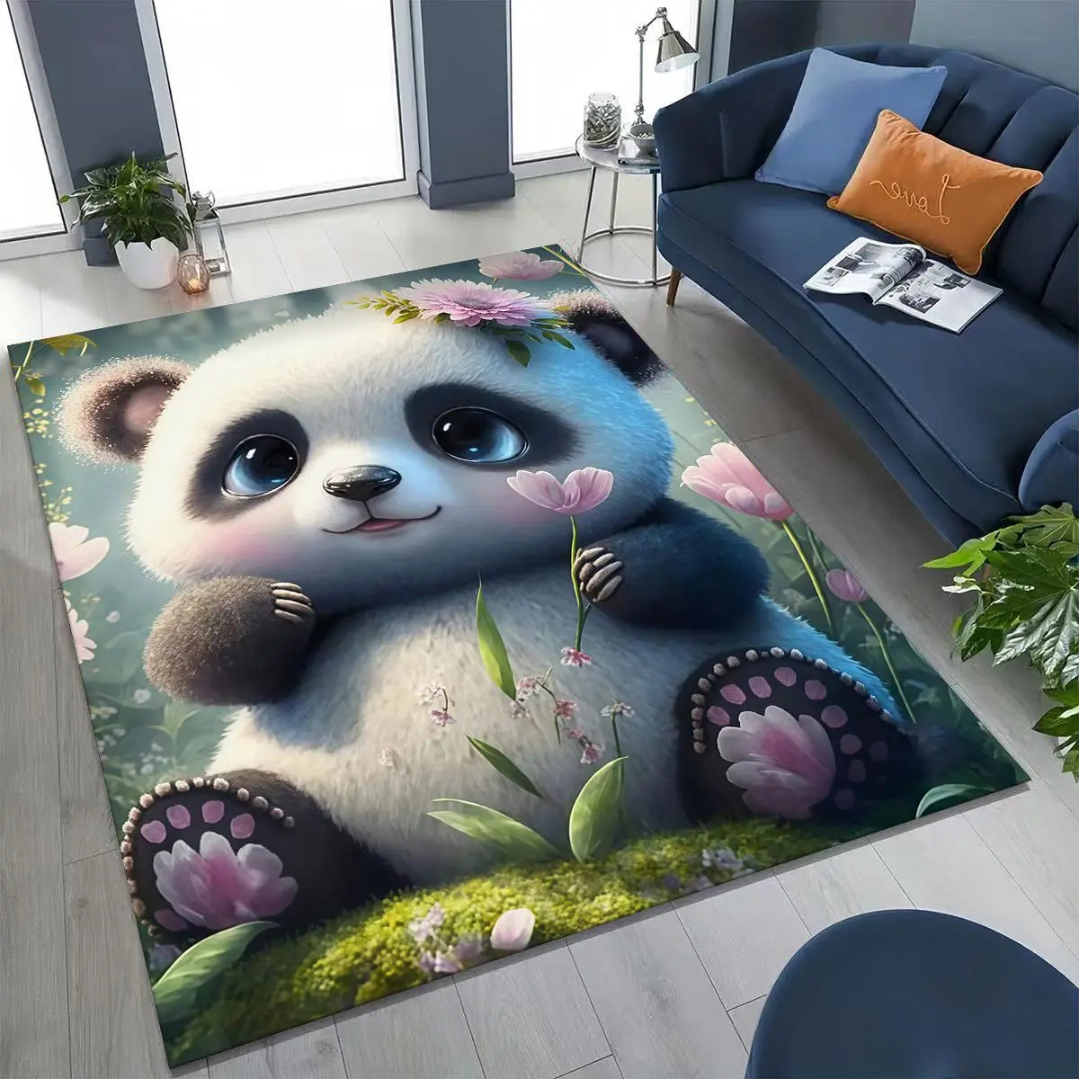 Navak Carpet 2026 New Dream Panda Niedlicher Cartoon-Kunst-Teppich für Schlafzimmer, Wohnzimmer, Sofa, Zuhause, Fußmatte, Dekor, große rutschfeste Bodenmatte für Kinder zum Spielen, Geschenk