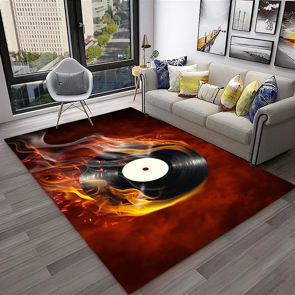 Navak Teppich, 3D-Retro-Vinyl-Schallplatte, Musikkunst, Teppich für Zuhause, Wohnzimmer, Schlafzimmer, Sofa, Fußmatte, Dekoration, Kinderspielbereich, rutschfeste Bodenmatte