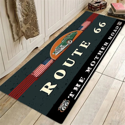 Navak Teppich Route 66 Design Küchenbodenmatte Eingangsbereich Fußmatte Wohndekor Teppich für Wohnzimmer Schlafzimmer Teppiche Badezimmer Rutschfeste Matte Fußpolster