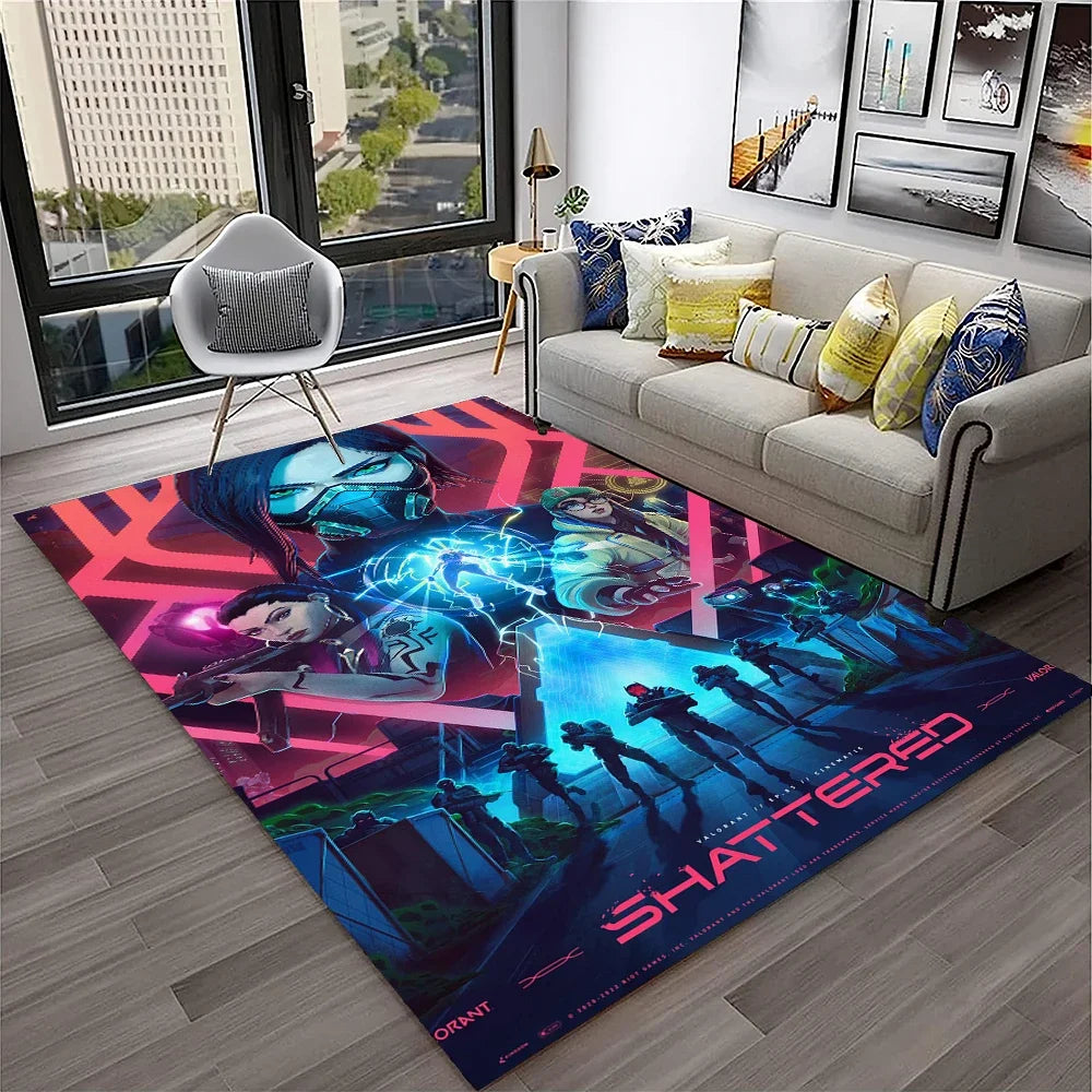 Navak Carpet VALORANT Game Gamer Cartoon 3D Carpet Rug for Home Living Room Bedroom Sofa Doormat Decor,kids Play Area Rug Non-slip Floor Mat