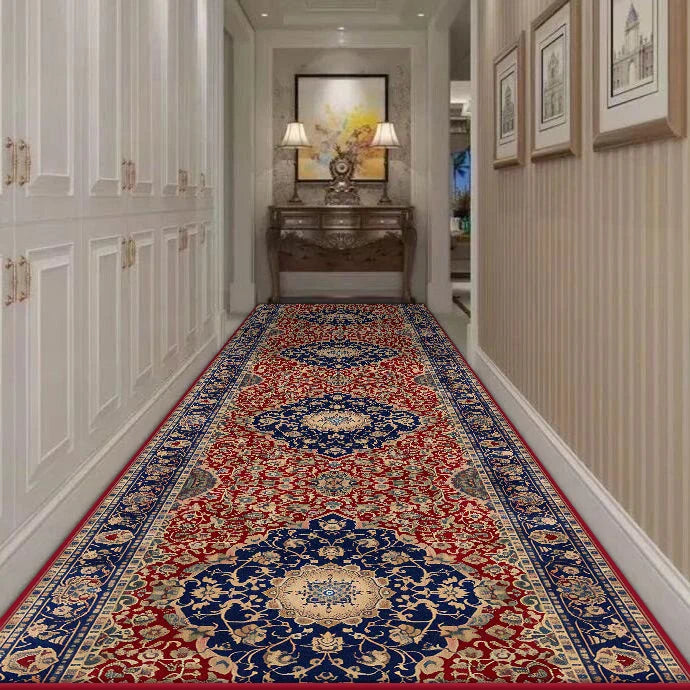 Navak Carpet Persian Retro Long Corridor Carpet Living Room Decoration Home Anti Slip Hallway Runner Rugs Hotel Stairs Passageway Custom Mat