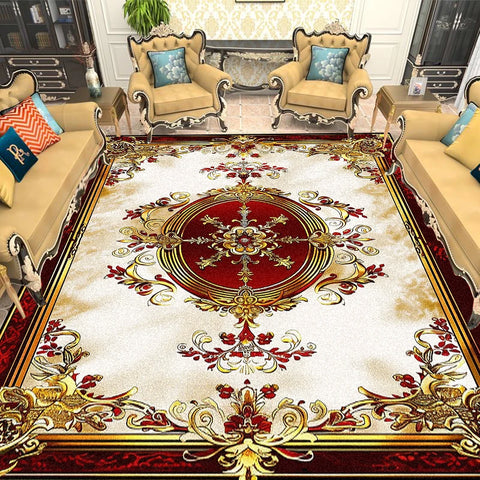 Navak Carpet European Gold Red Carpet Living Room Decoration Sofa Area Rugs for Bedroom Large Area Cloakroom Lounge Non-slip Floor Mats Ковер