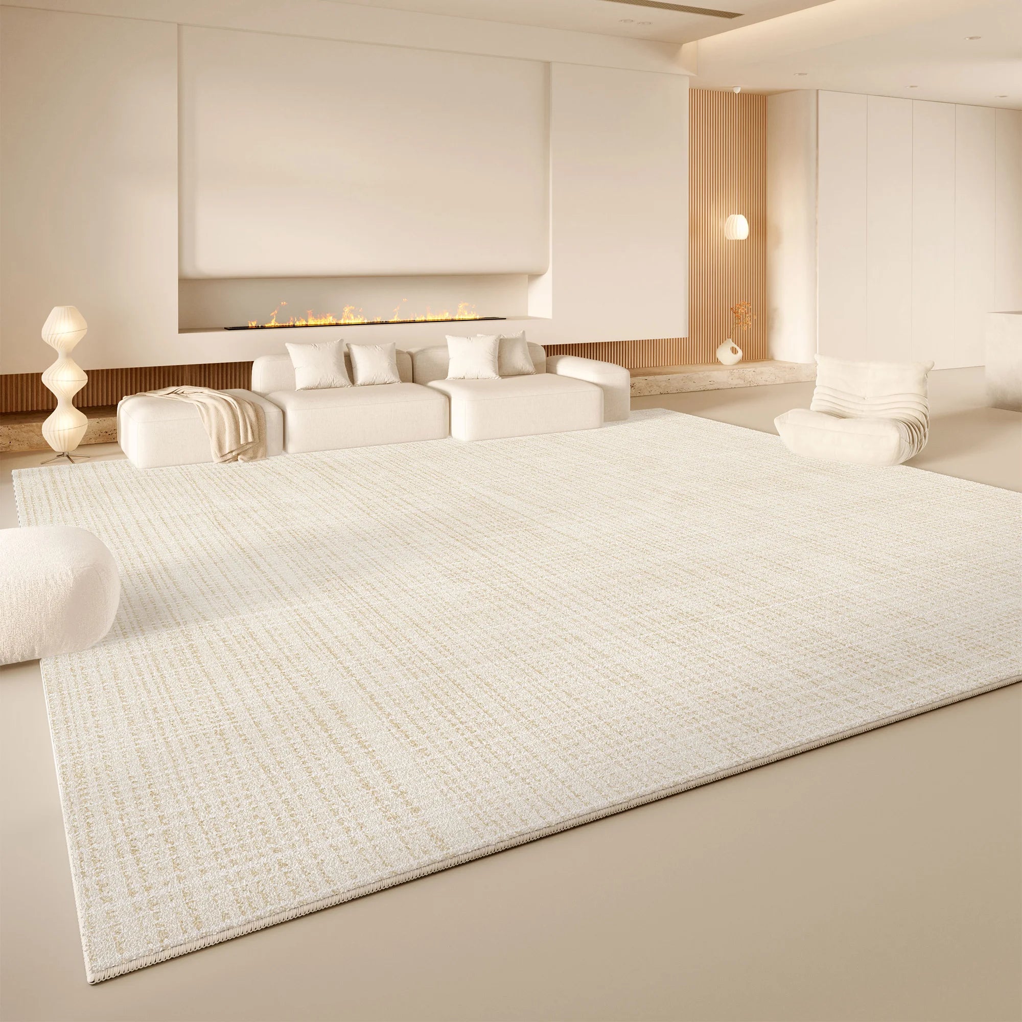 Navak Carpet Exclusive Picks Cremefarbener Wind-Teppich für das Wohnzimmer, leichtes, luxuriöses Premium-Feeling, Bodenmatte aus Kunstkaschmir, groß, voll gepflastert, Home Essentials
