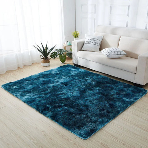 Navak Teppich, weicher, langer Plüschteppich für Schlafzimmer, Wohnzimmer, flauschige Teppichmatten mit Farbverlauf, Batik-Bodenteppiche, Erkerfenster, Heimdekoration