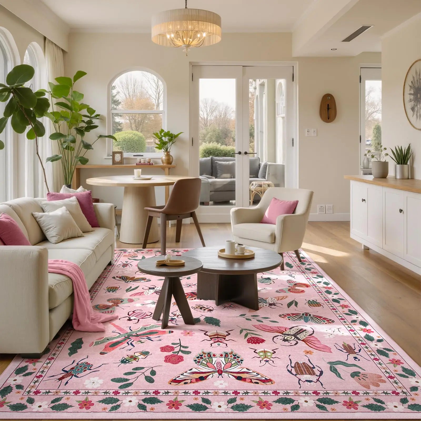 Navak Carpet Pink, waschbare Teppiche, weich, modern, rosa, für Schlafzimmer, Mädchen, Wohnzimmer, rutschfester Teppich