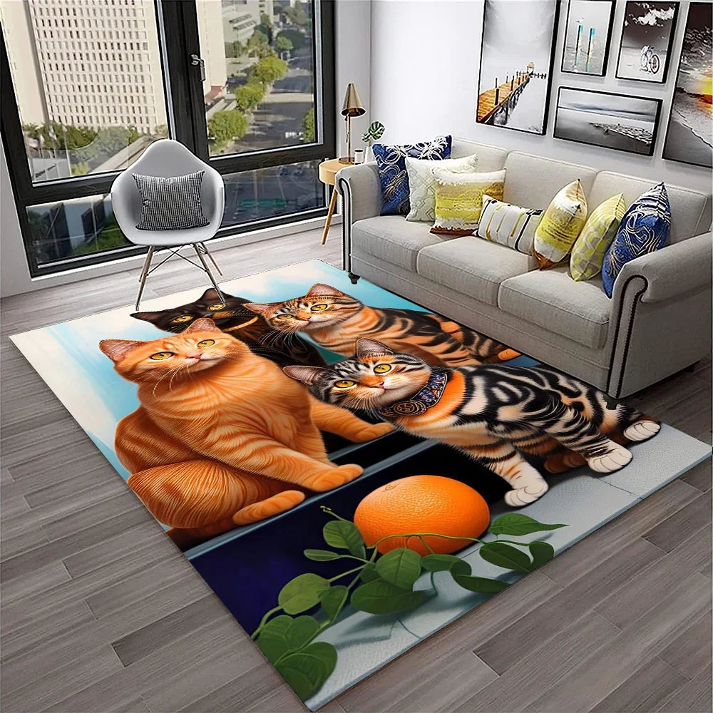 Navak Teppich, 3D, süße Katze, Blume, Cartoon-Teppich für Zuhause, Wohnzimmer, Schlafzimmer, Sofa, Fußmatte, Dekoration, Kinderspielbereich, rutschfeste Bodenmatte