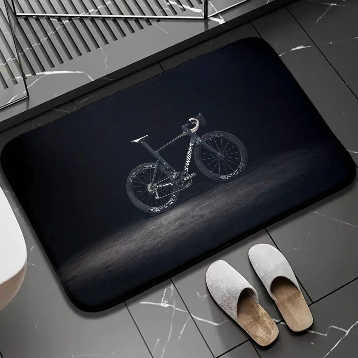 Navak Carpet 1 Stück Biker-Fußmatte für drinnen und draußen, rutschfest, Fahrrad-Aufdruck, Heimdekor, Teppich für Küche, Schlafzimmer, Bad, Fußmatten, waschbar, Bodenmatte