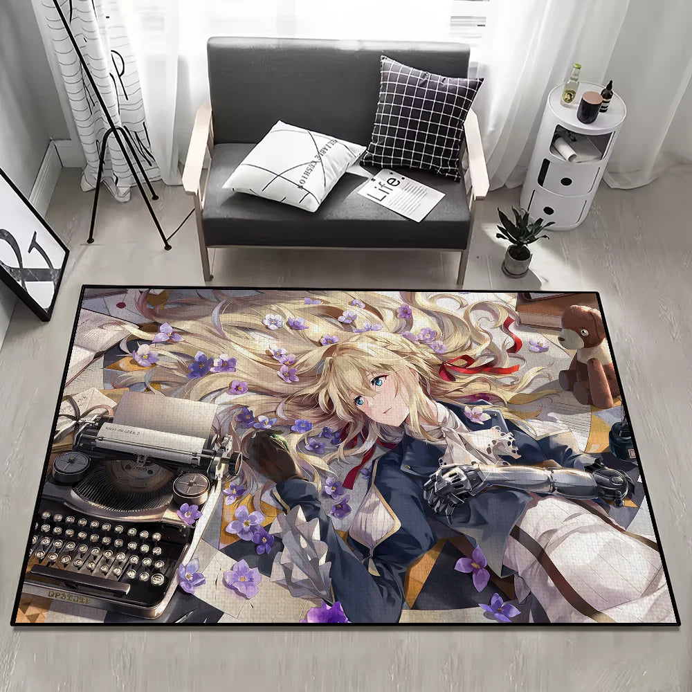 Navak Teppich Fußmatte für Evergarden Badezimmer Dekoration Anime Zimmer Violet Dekor Fußmatte Teppich Eingang Willkommen Bad Küche Teppich