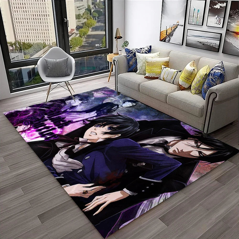 Navak Teppich, 3D-Anime, Black Butler, Cartoon-Teppich für Zuhause, Wohnzimmer, Schlafzimmer, Sofa, Fußmatte, Dekoration, Kinderspielbereich, rutschfeste Bodenmatte