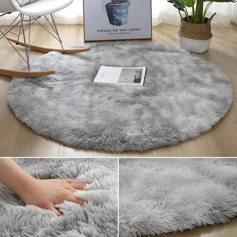 Navak Teppich, superweicher Plüsch, runder Teppich, flauschige weiße Teppiche für Wohnzimmer, Heimdekoration, Schlafzimmer, Kinderzimmer, Dekoration, Salon, dicker Florteppich