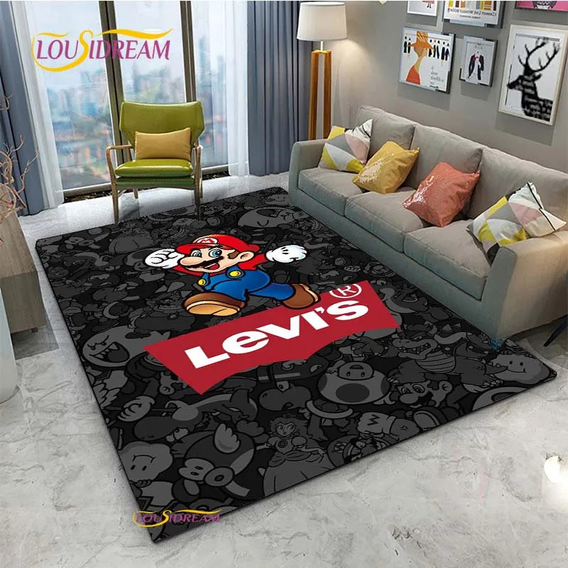 Navak Teppich Mario Cartoon Anime Teppich für Wohnzimmer Schlafzimmer Niedliche Teppiche Tisch Küchentür Kinder Rutschfeste Fußmatten Alfombra Geburtstagsgeschenk