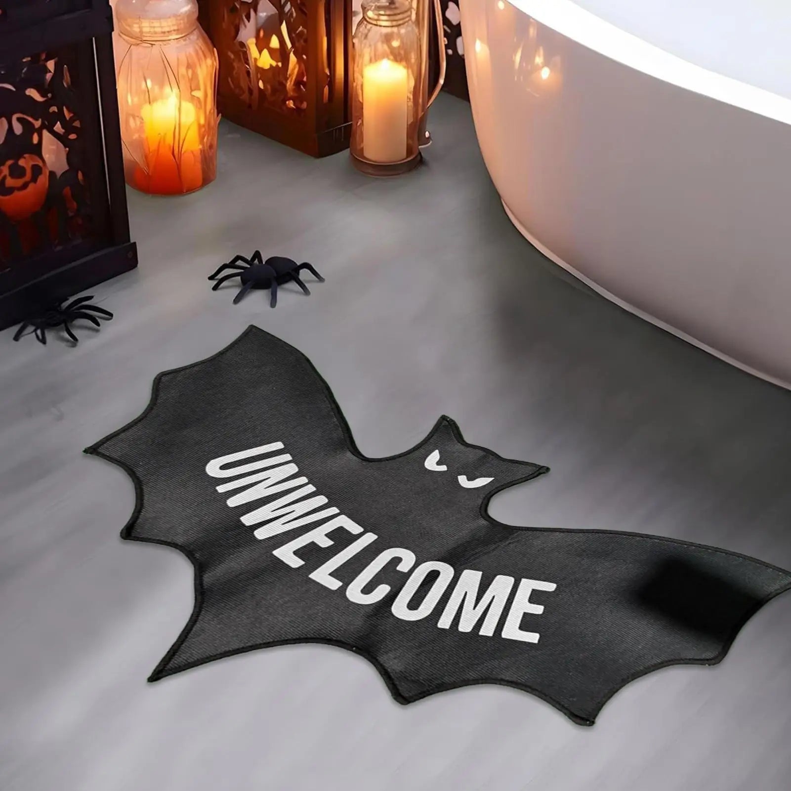 Navak Teppich Halloween Bodenmatte Fledermaus Unwillkommen Matte Zimmer Dekor Gothic Fußmatte Wohnkultur Für Eingang Innen Wohnung Schlafzimmer Küche