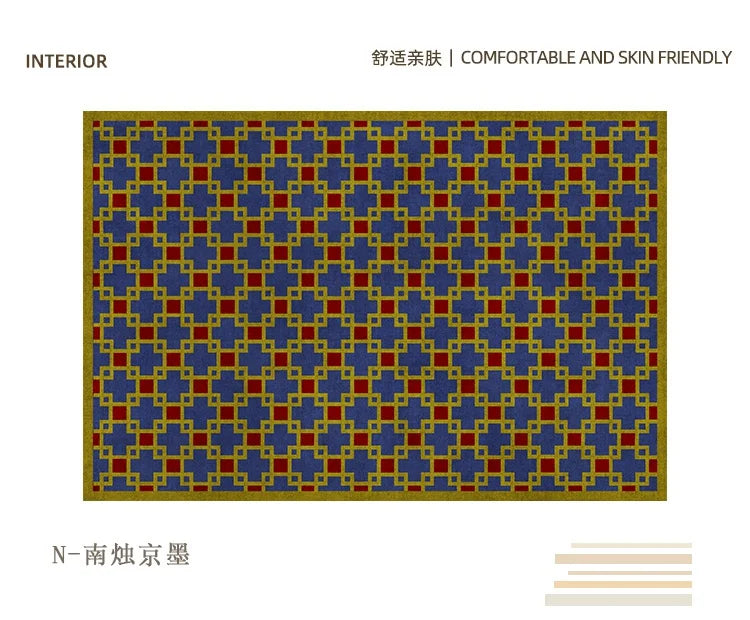 Navak Carpet Retro-Luxus-Teppiche für Schlafzimmer, dicker Plüsch-Nachttischvorleger, große Fläche, Wohnzimmerdekoration, Schachbrett-Teppich, Zuhause, flauschige, weiche Matte