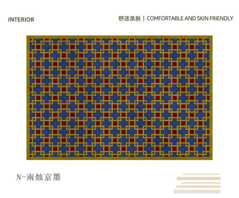 Navak Carpet Retro-Luxus-Teppiche für Schlafzimmer, dicker Plüsch-Nachttischvorleger, große Fläche, Wohnzimmerdekoration, Schachbrett-Teppich, Zuhause, flauschige, weiche Matte
