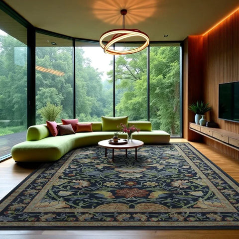 Navak Teppich, Wohnzimmerteppich im nordischen Stil, Retro-Blumen- und Vogeldruck, Schlafzimmerteppiche, modisch, faltbar, maschinenwaschbar, Couchtischmatten