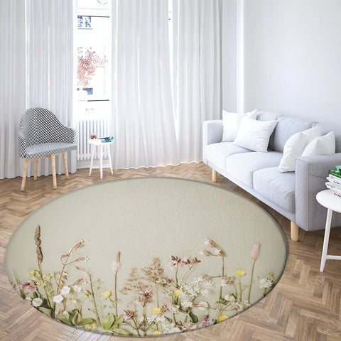 Navak Teppich Home Wohnzimmer Schlafzimmer Badezimmer Bodenmatte Druck Dekorativer Teppich Blume und Vogel Runde Pfingstrose Rose