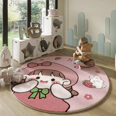 Navak Carpet Nordic Style Carpets for Living Room Plush Round Bedside Rug Large Area Children Bedroom Decor Carpet Thickend Cartoon Floor Mat