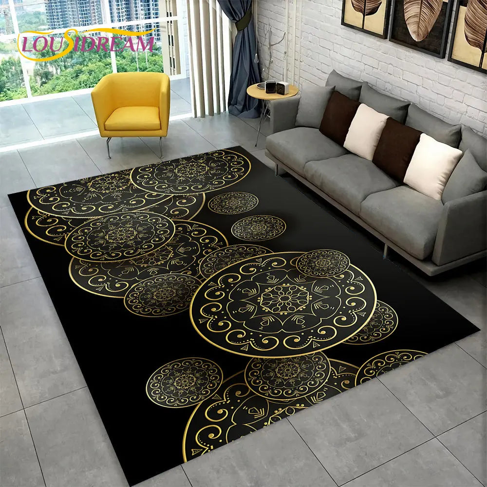 Navak Carpet Bohemia Mandala Geometrischer Teppich, Teppich für Zuhause, Wohnzimmer, Schlafzimmer, Sofa, Fußmatte, Küchendekor, rutschfeste Fußmatten für Kinder