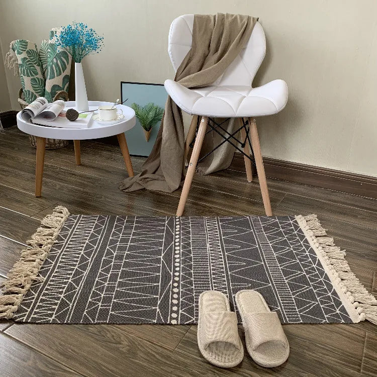 Navak Teppich, nordischer Teppich aus Baumwolle und Leinen, für Zuhause, Wohnzimmer, Sofa, Couchtisch, Decke, Schlafzimmer, Nachttisch, Bodenmatte, Fußmatte, maschinenwaschbar