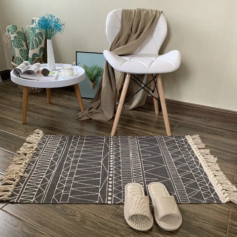 Navak Teppich, nordischer Teppich aus Baumwolle und Leinen, für Zuhause, Wohnzimmer, Sofa, Couchtisch, Decke, Schlafzimmer, Nachttisch, Bodenmatte, Fußmatte, maschinenwaschbar