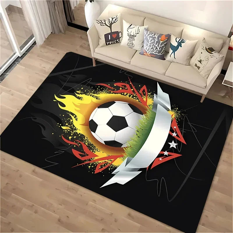 Navak Teppich, Ballsport-Thementeppich, Cartoon-Fußball-Bodenmatte für Kinderzimmer, Schlafzimmer-Dekoration, Fußball, große Flächenteppiche, Zuhause, Wohnzimmer, Flurteppich