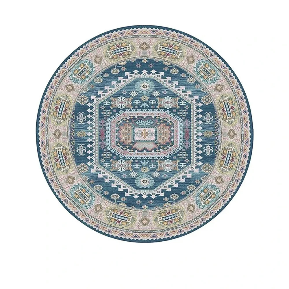 Navak Carpet Exclusive Picks Bohemian Retro Runder Schlingenflor-Teppich – Runder Vintage-Teppich für Couchtisch, Sofa und Schlafzimmer, rutschfest, Heimdeko