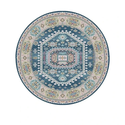 Navak Carpet Exclusive Picks Bohemian Retro Runder Schlingenflor-Teppich – Runder Vintage-Teppich für Couchtisch, Sofa und Schlafzimmer, rutschfest, Heimdeko