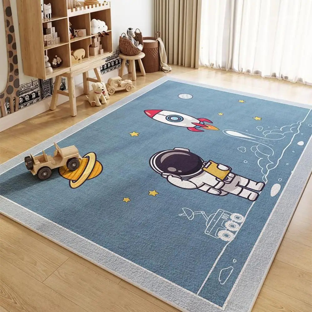 Navak Carpet Exclusive Picks Cartoon Space – Thema Kristall-Samtteppich, rutschfest und weich, Heimdekoration für Kinderzimmer