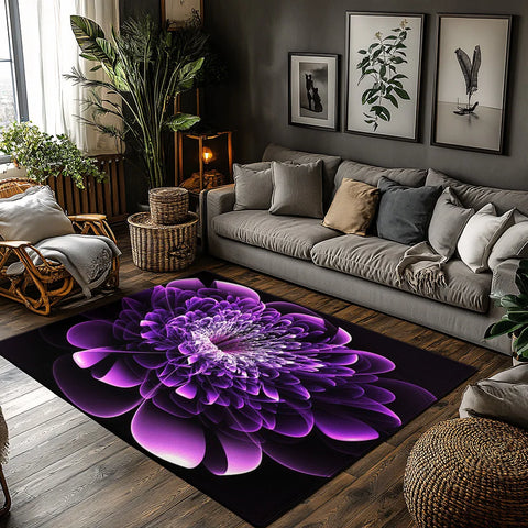 Navak Carpet Tuniu Großer lila Blumenteppich, rutschfest, für Zuhause, Wohnzimmer, Bodenmatte, dekorativer Teppich