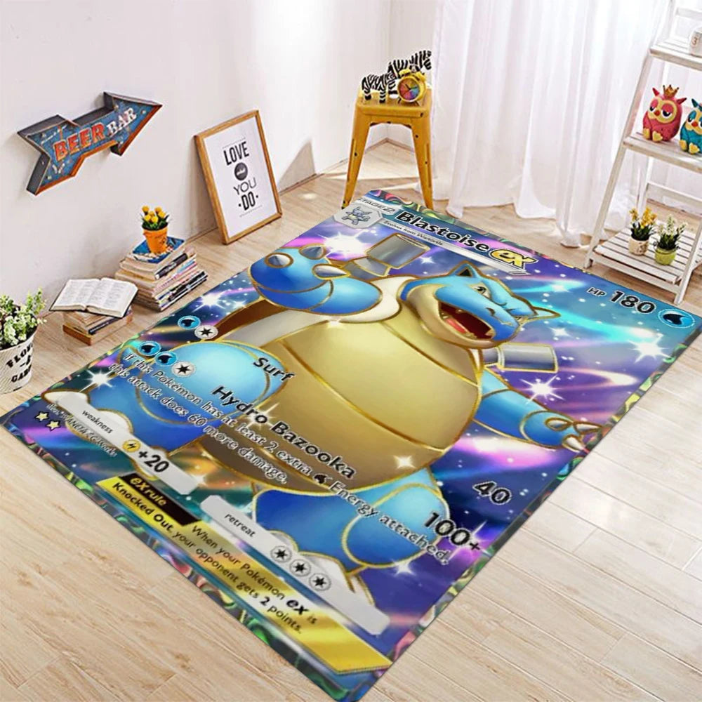 Navak Carpet Daily Picks Pikachu Charizard Gengar Kartenspiel-Thementeppich für Schlafzimmer, Bodenmatte, Wohnzimmer, E-Sportzone, stilvolles Dekor, Willkommensteppich