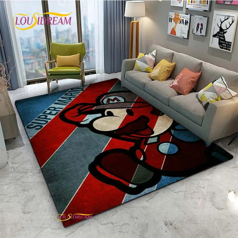Navak Teppich Mario Cartoon Anime Teppich für Wohnzimmer Schlafzimmer Niedliche Teppiche Tisch Küchentür Kinder Rutschfeste Fußmatten Alfombra Geburtstagsgeschenk