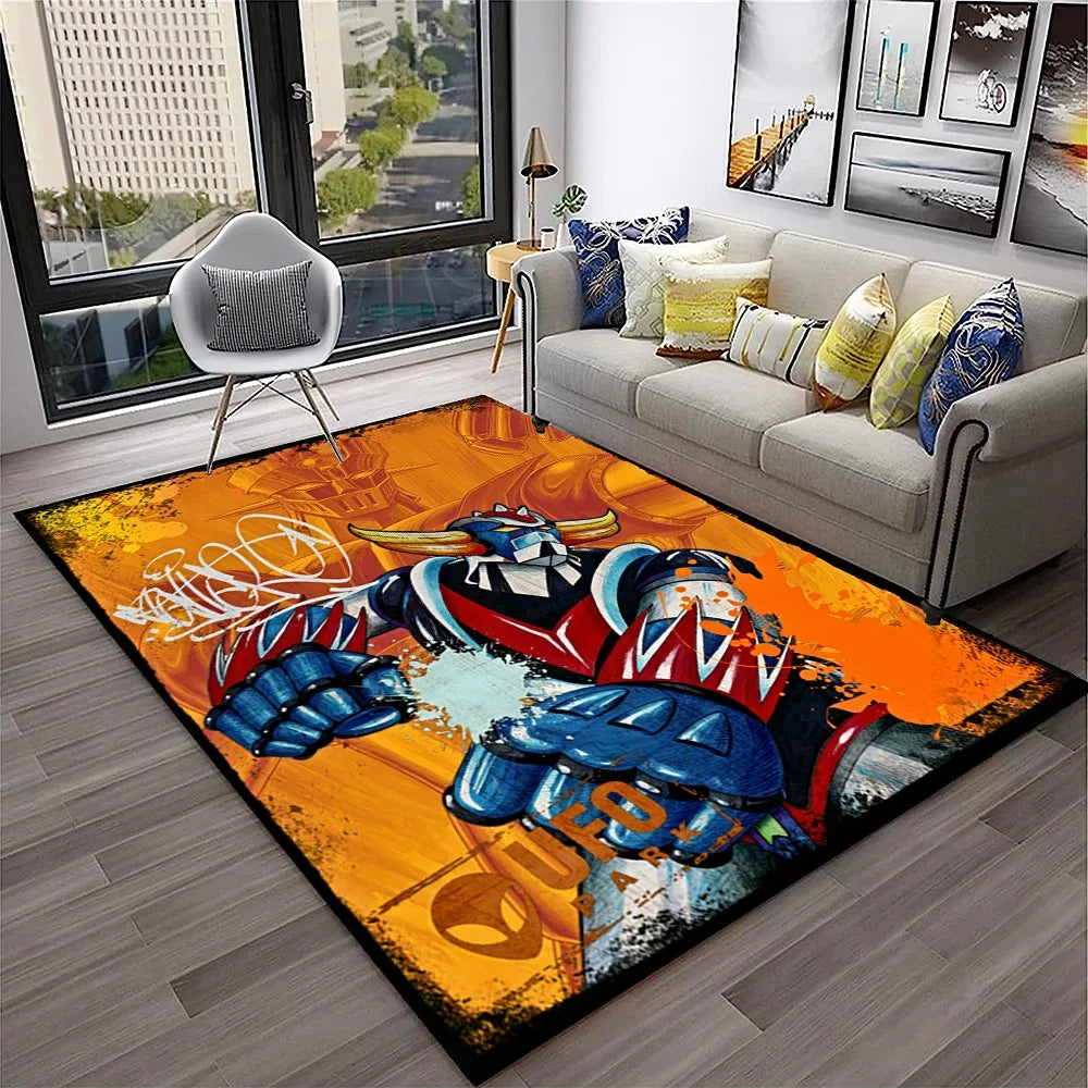 Navak Teppich, 3D-Cartoon-UFO-Roboter Grendizer, Anime-Teppich für Zuhause, Wohnzimmer, Schlafzimmer, Sofa, Fußmatte, Dekor, Kinderbereich, rutschfeste Bodenmatte