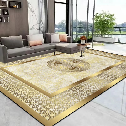 Navak Teppich, europäischer Goldteppich, großer Wohnzimmerteppich, Heimdekoration, luxuriöse Couchtischmatte, rutschfest, waschbar, für Schlafzimmer, Dekoration, Alfombra