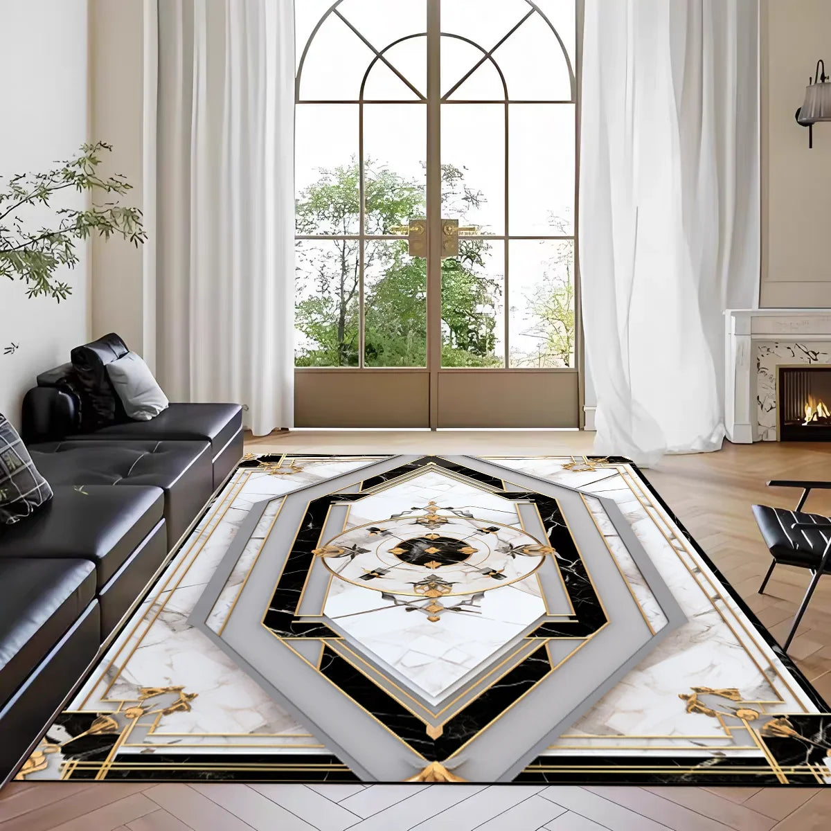 Navak Carpet Teppich mit nordischem Marmordruck, für das Wohnzimmer vor dem Sofa, rutschfeste, moderne Bodenmatte für das Schlafzimmer