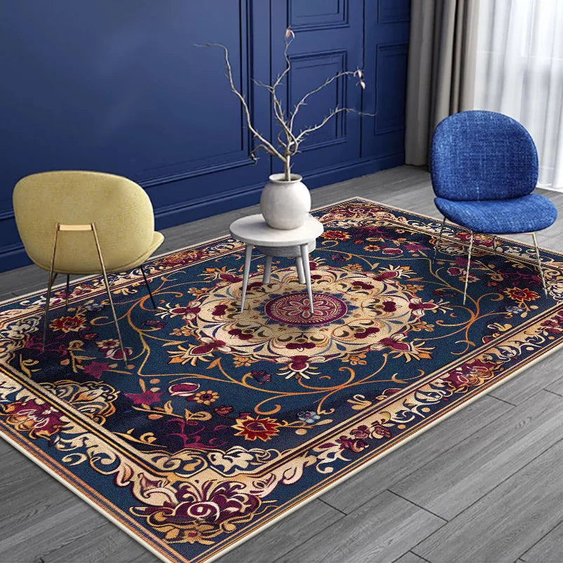 Navak Teppich im persischen Stil, luxuriöser Teppich für Wohnzimmer, Senior, rutschfest, goldener Rand, Schlafzimmer-Dekoration, weich, leicht zu reinigen, Eingangstürmatte