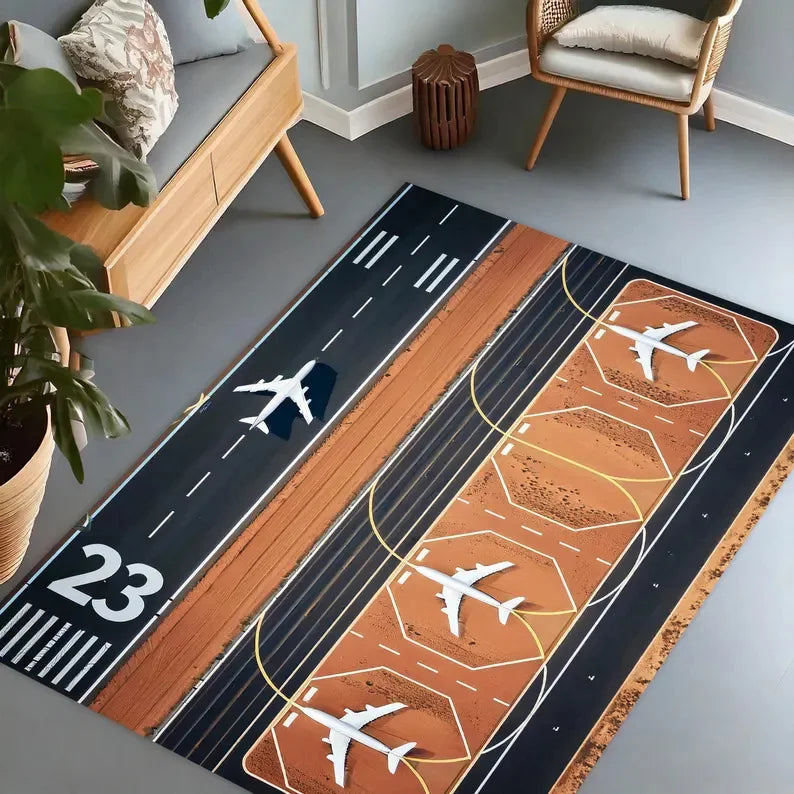 Navak Carpet Runway Airport Decor Rug Plane Apron Rug Kids Room Rug Boys Room Decor Playing Mat Birthday Gift Popular Area Floor Rug